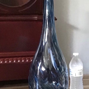 Murano Glass Floor Vase Blue White Gold Fleck Monumental polished Pontil excellent