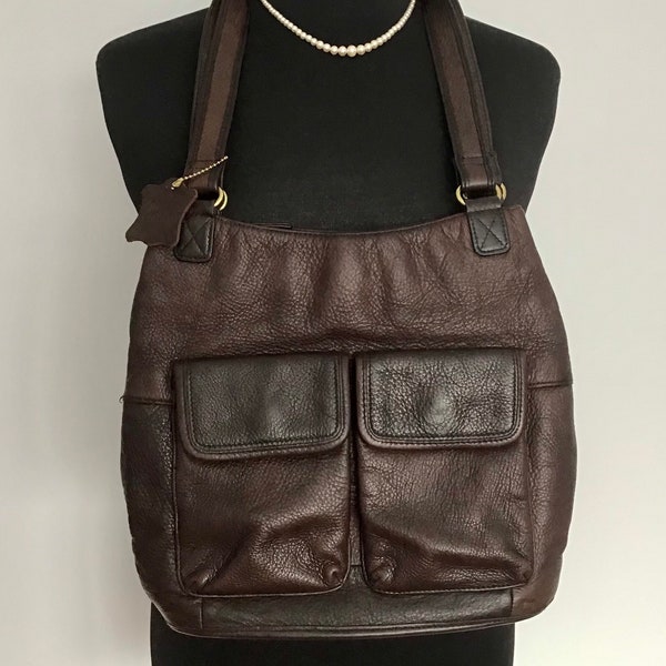 A.Giannetti Pebbled Leather brown Bucket style handbag excellent