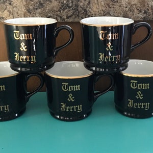 Hall Porcelain Tom & Jerry Hot Toddy Hot Apple Cider Punch cups  set of (5).