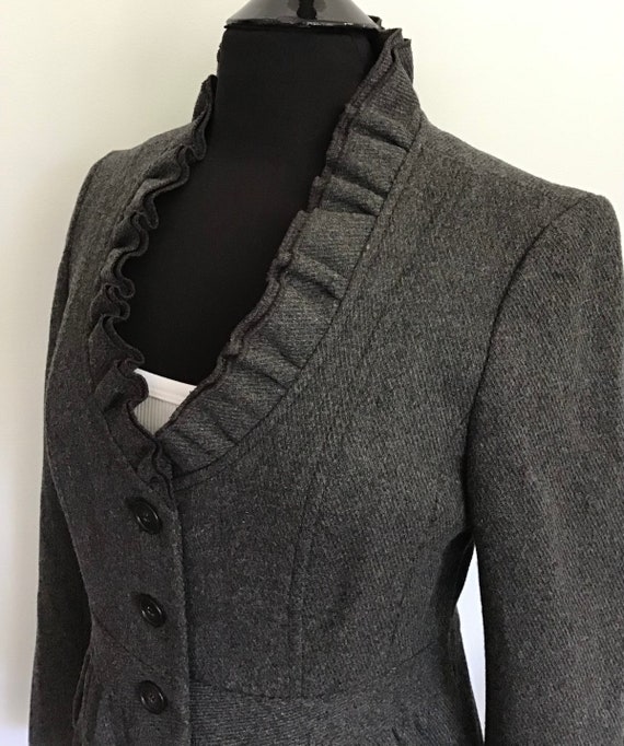 Ann Taylor Peplum Detail Ruffle Collar Tweed Three Button - Etsy