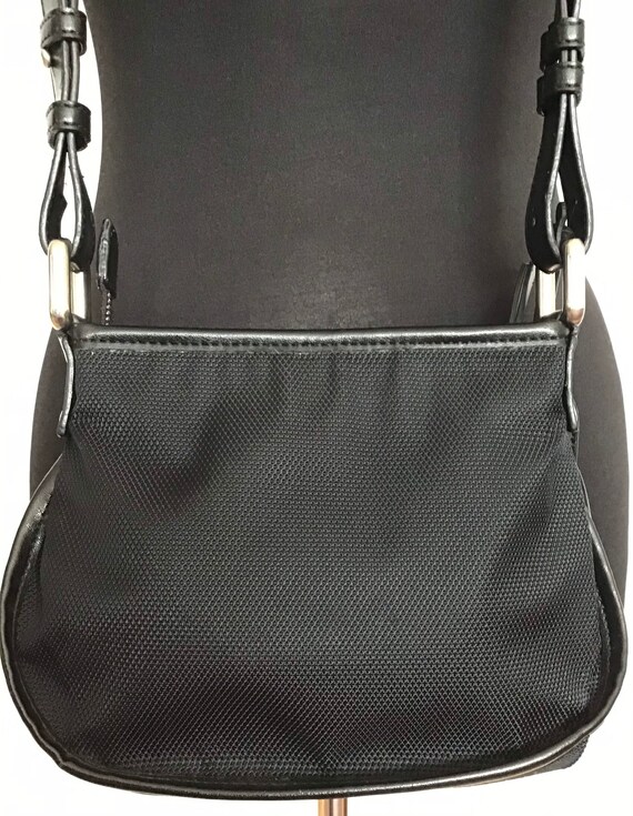 DKNY Crossbody Handbag Nylon Leather Black Excellent Gem