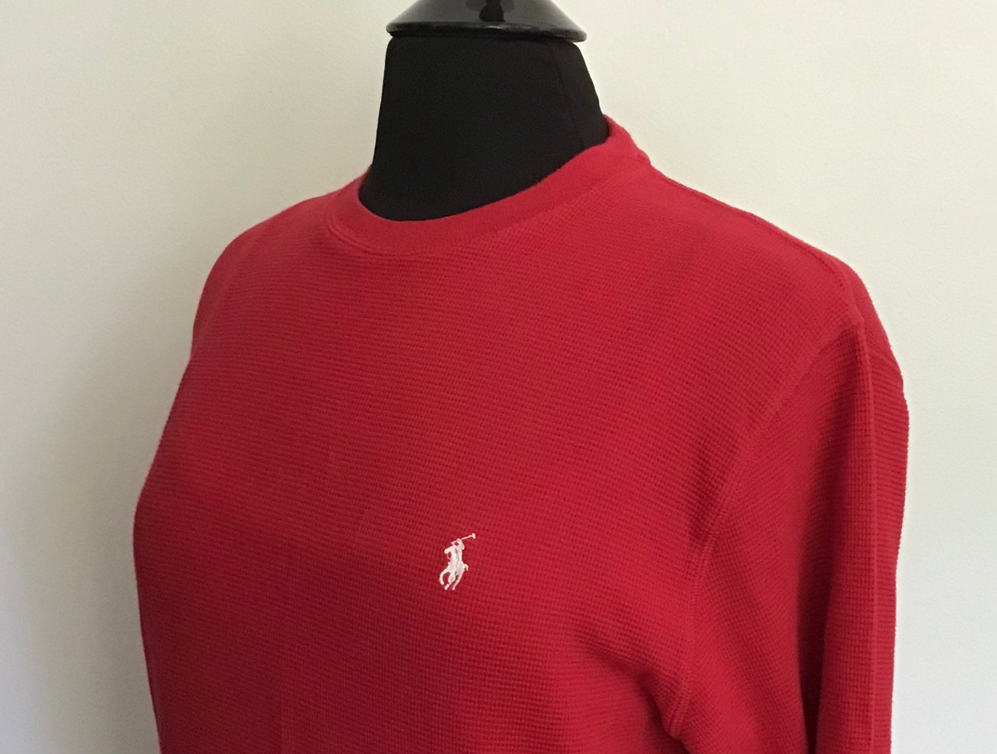 Polo Ralph Lauren Waffle Knit Long Sleeve Thermal T Shirt Red - Etsy