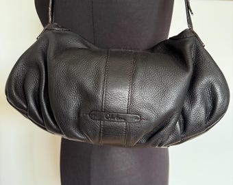 Vintage Cole Haan Pebbled Green Leather Shoulder Bag W/silver Hard