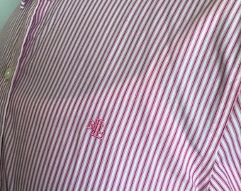 Lauren Ralph Lauren Women’s No-Iron Cotton Oxford Pink White Black Striped Size-Medium NWOT