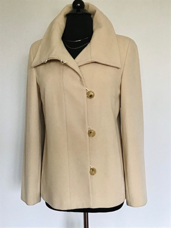 Cole Haan Double breasted Wool Cashmere Coat Cream Womens Size 8 Etsy Australia