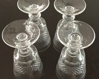 Antique Goblets Irish Crystal  Römers  (4) Anglo Irish Georgian Cut Wine Glasses circa 1820 Antique Excellent