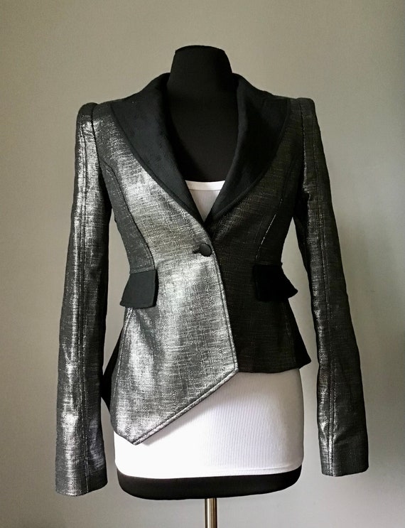 VALENTINA SHAH Maria Pewter Single Breasted Blazer