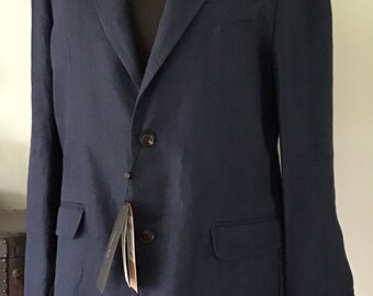 Veste En Lin Extra Fin Massimo Dutti – Taille 54, Couleur Azur Profond – Linen D'Italie, Occasion En Très Bon état