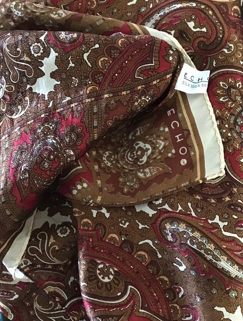 ECHO 100/% Silk Scarf 11\u201dx60\u201dvintage