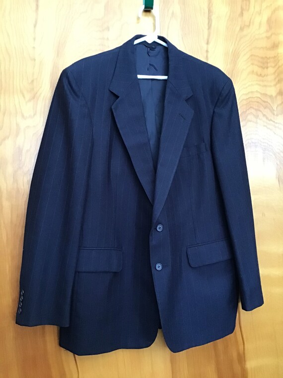 Virgin Wool Blazer Pin Stripe Navy Luxury Suit Coat/jacket