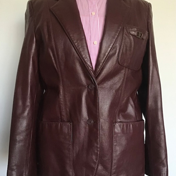 Etienne Aigner Oxblood Leather Jacket Women’s size Size-10 vintage Excellent