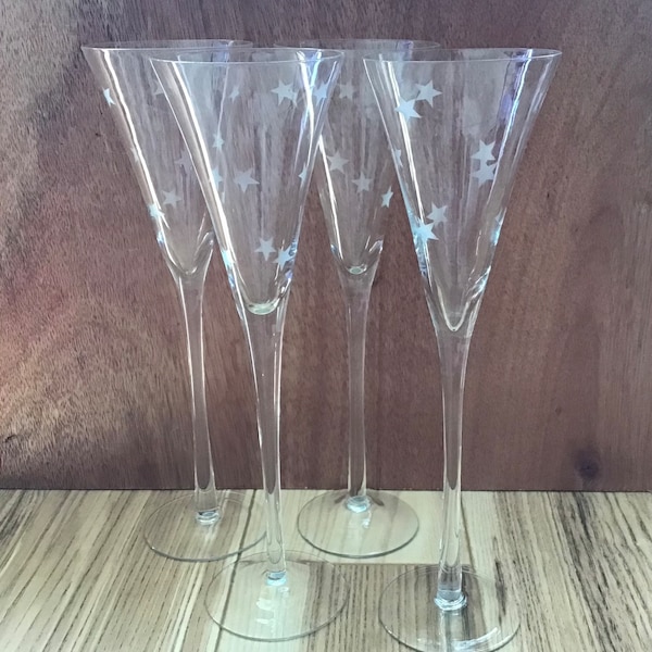 Vintage Star Champagne Flutes Etsy