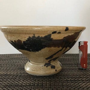 Mid century Studio Art Pottery Centerpiece Bowl illegibly Signed vintage excellent