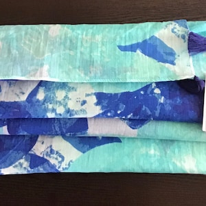 ECHO New York Cotton Scarf Wrap Dazzling Blue/White Floral “72x24” New