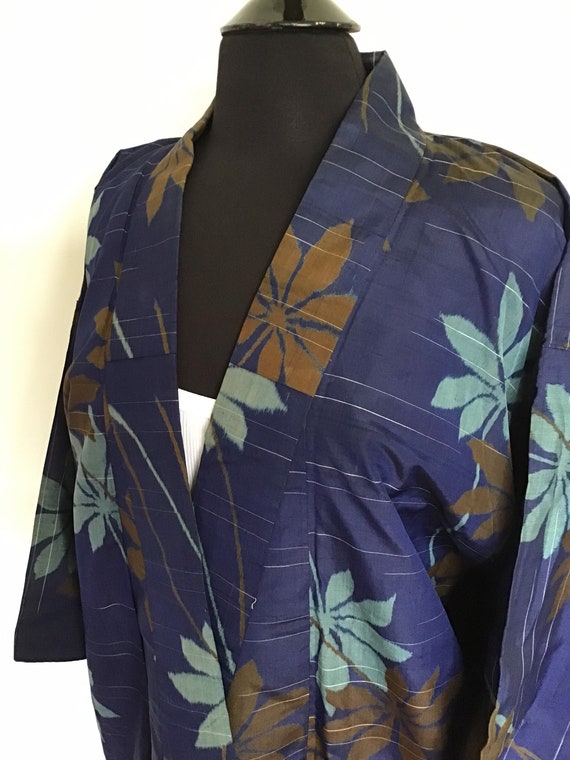 Japanese Kimono Silk Hand Sewn vintage Floral VG
