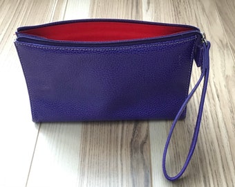 Tusk Purple Pebble Leather Wristlet Pouch