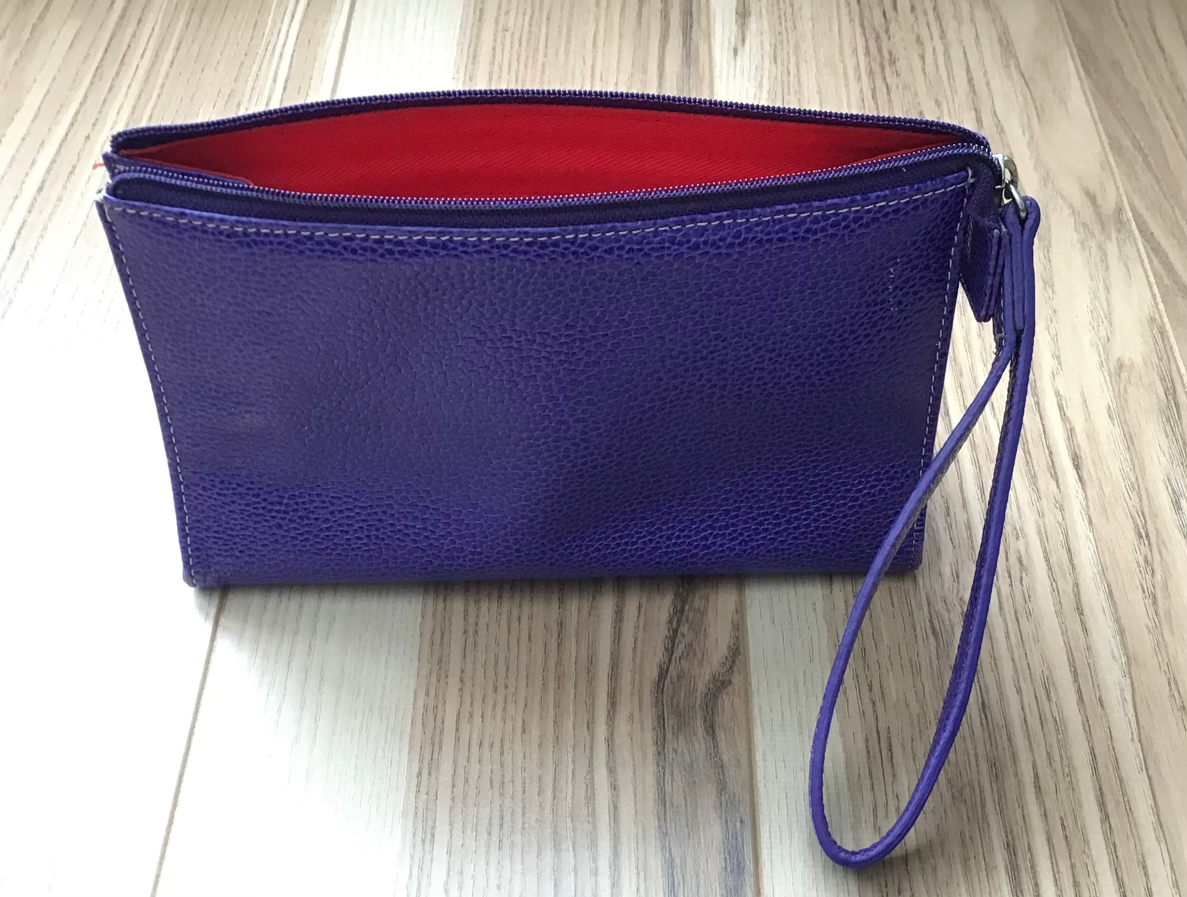 Tusk Purple Pebble Leather Wristlet Pouch