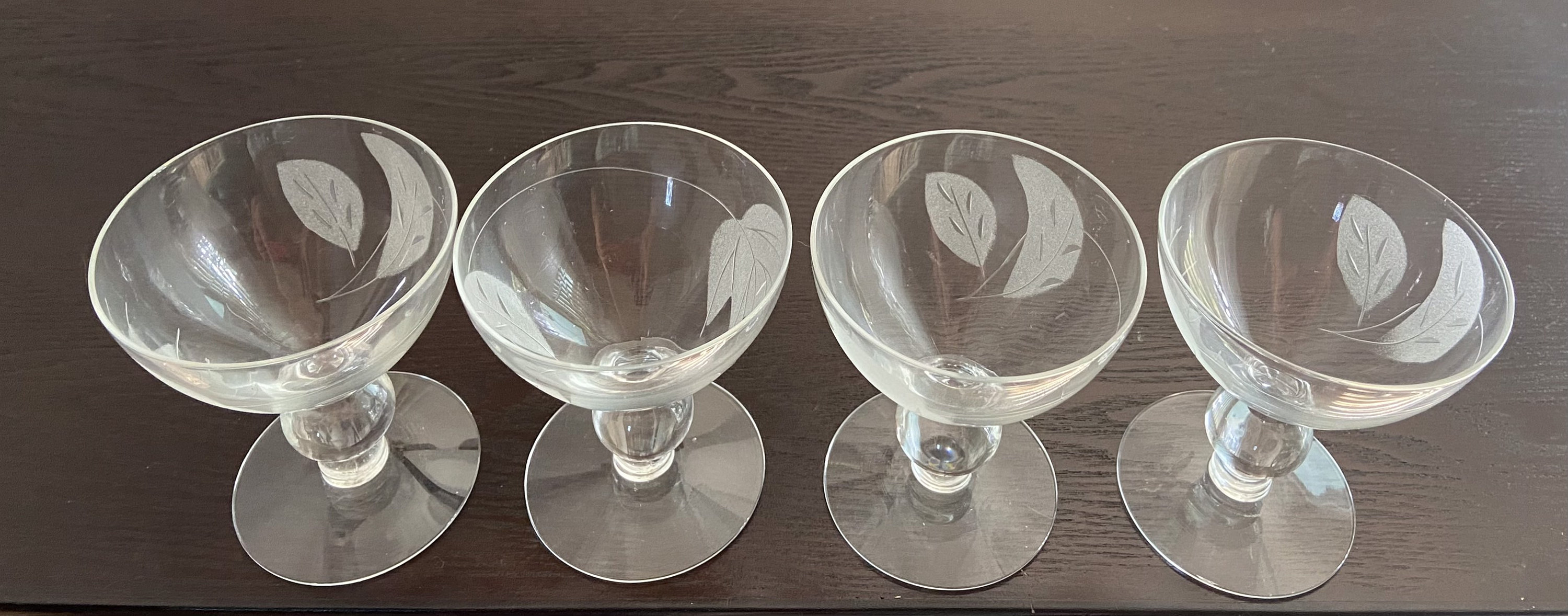Cameo by McBride Liqueur Cocktail Glasses Set of Four (4) 1940s