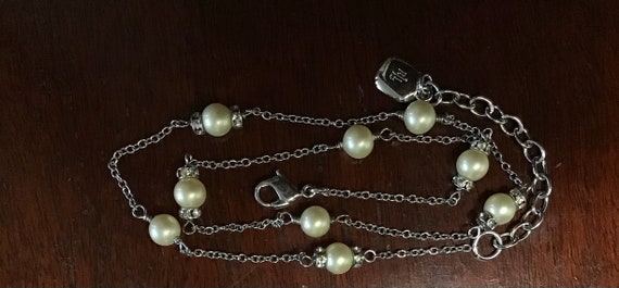 Ralph Lauren Faux Pearl Crystal 16 18 Adjustable Necklace Choker