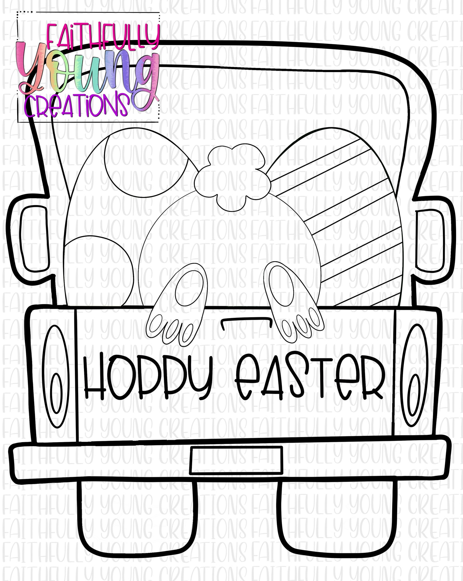 TEMPLATE: Digital Download Hoppy Easter Truck Door Hanger | Etsy