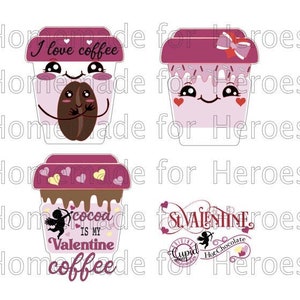 SVG file for Zindee To Go Coffee-Valentine Pack- 3 styles and Bonus Cocoa label