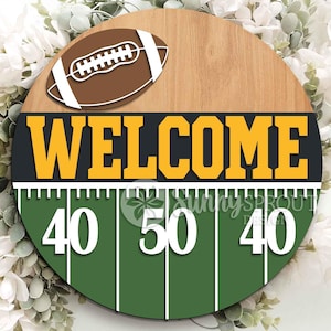 Welcome Football Field Sign, Digital Download, SVG Laser Cut File, Cricut, Door Hanger Design, Sports Decor