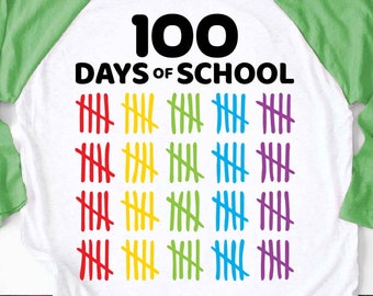 100 Days of School Tally Marks Digital Download | Print File, Cricut Silhouette Cut File | Teacher, Kid Shirt Design | svg png jpg dxf eps