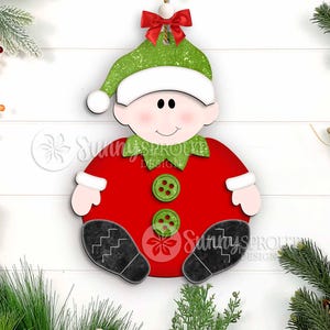 Sitting Santa's Elf Christmas Ornament, Digital download, SVG laser cut file, Cricut, Christmas design