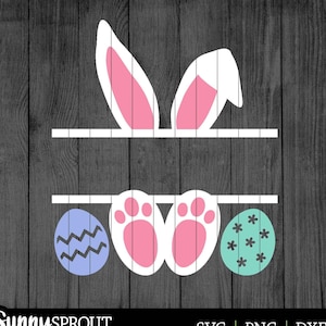Easter bunny split monogram frame, Digital download, Print file, Cricut, Silhouette cut file, Easter basket name tag svg, Monogram png