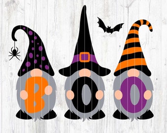 Three Gnomes Halloween Boo; Digital Download | Print File, Cricut, Silhouette Cut File | Fall Sign, Shirt, Mug Design | svg png dxf eps
