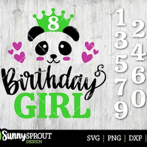 Download digital de panda para aniversariante | Cricut, arquivo de corte Silhouette | Festa de aniversário de menina, design de camiseta | SVG, eps, dxf