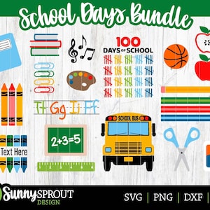 School Days Bundle; Digital Download | Print File, Cricut, Silhouette Cut File | Back to School, Teacher, Classroom Clipart | svg png eps