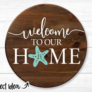 Welcome To Our Home Starfish Digital Download | Print File, Cricut, Silhouette Cut File | Beach House Door Sign Design | svg png dxf eps