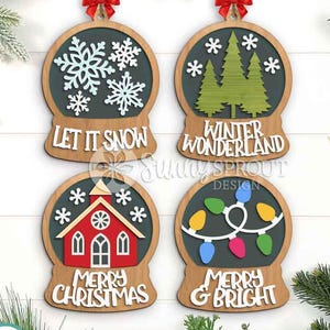 Snow Globe Christmas Ornament Bundle, Digital download, SVG laser cut file, Cricut