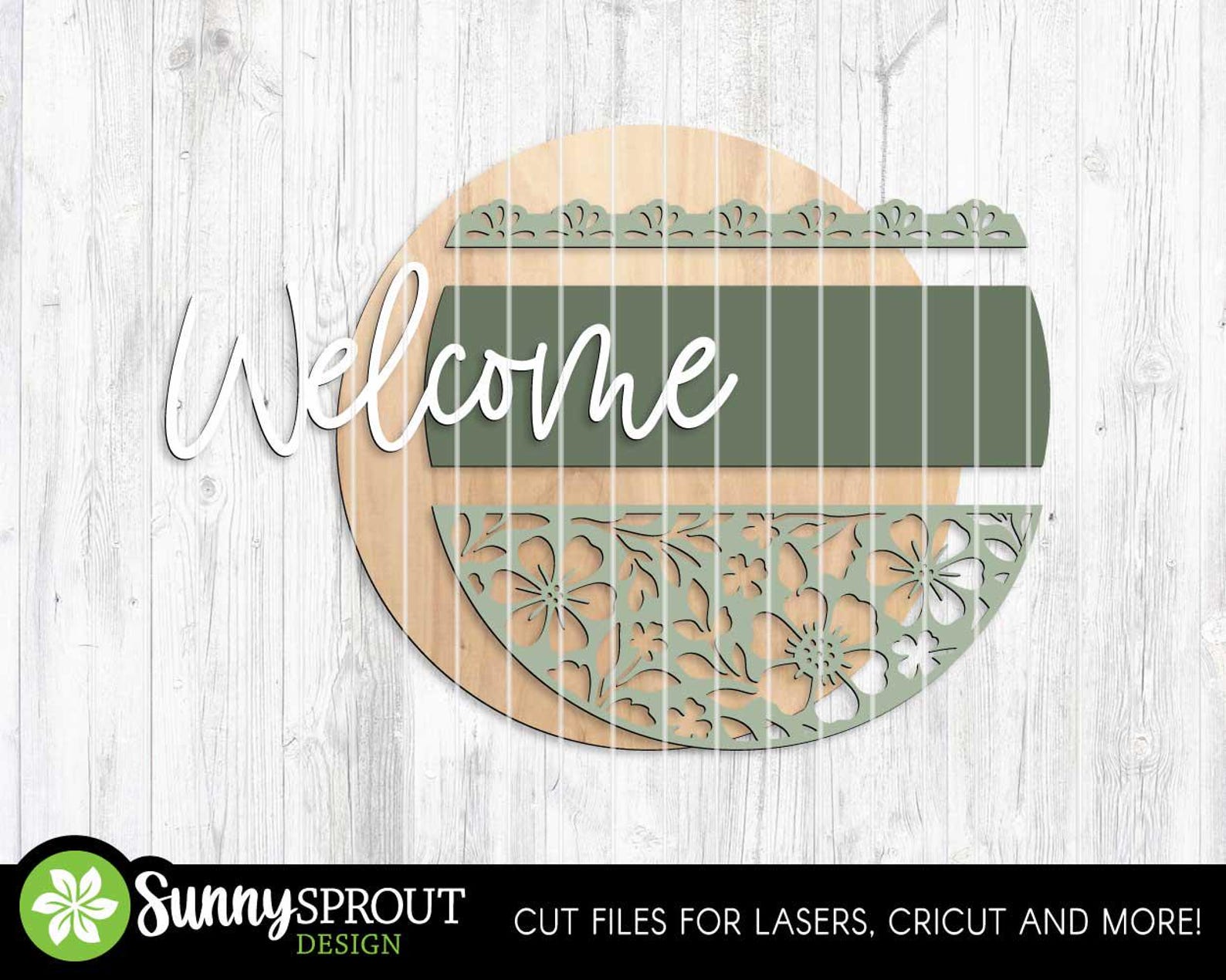 Welcome Floral Pattern Sign, Digital Download, SVG Laser Cut File ...