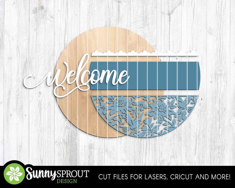 Welcome Chinoiserie Flower Pattern Sign, Digital Download, SVG Laser ...