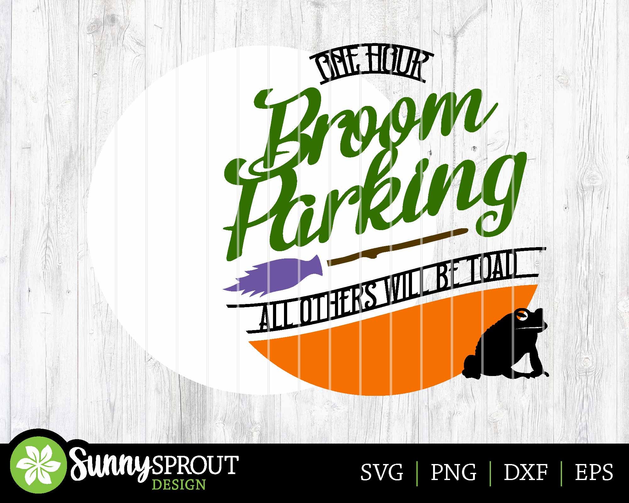 Broom Parking Round Sign, Halloween Door Hanger Svg, Cricut, Silhouette ...