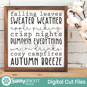 Fall Word Art SVG, Digital Download, Cricut SVG Cut File, Silhouette, Autumn Sign, Shirt, Mug Design