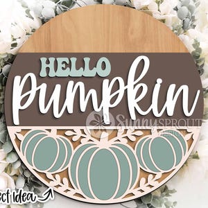 Hello Pumpkin Bottom Pattern Sign, Digitaler Download, Türschild Aufhänger svg, Glowforge Laser-Datei, Cricut, Herbst Herbst Willkommensschild
