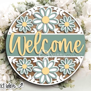 Welcome Flower Pattern Sign, Digital Download, SVG Laser Cut File ...