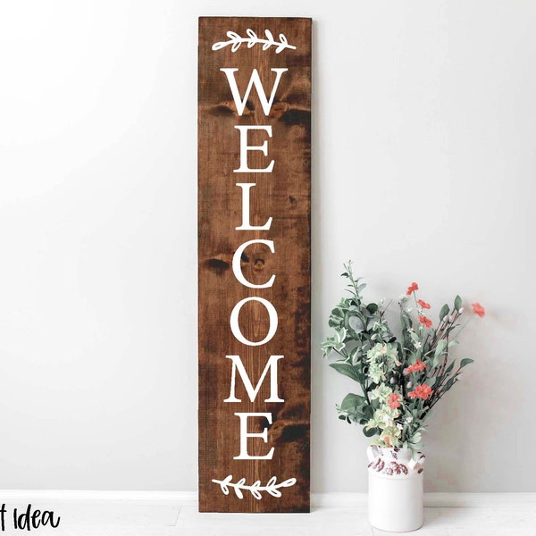 Welcome Porch Sign Digital Download | Print File, Cricut Silhouette Cut File | Farmhouse Rustic Front Door Sign Design | svg png jpg dxf eps