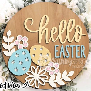 Easter Sign Bundle 3, Round Door Hanger Svg, Glowforge Laser File ...