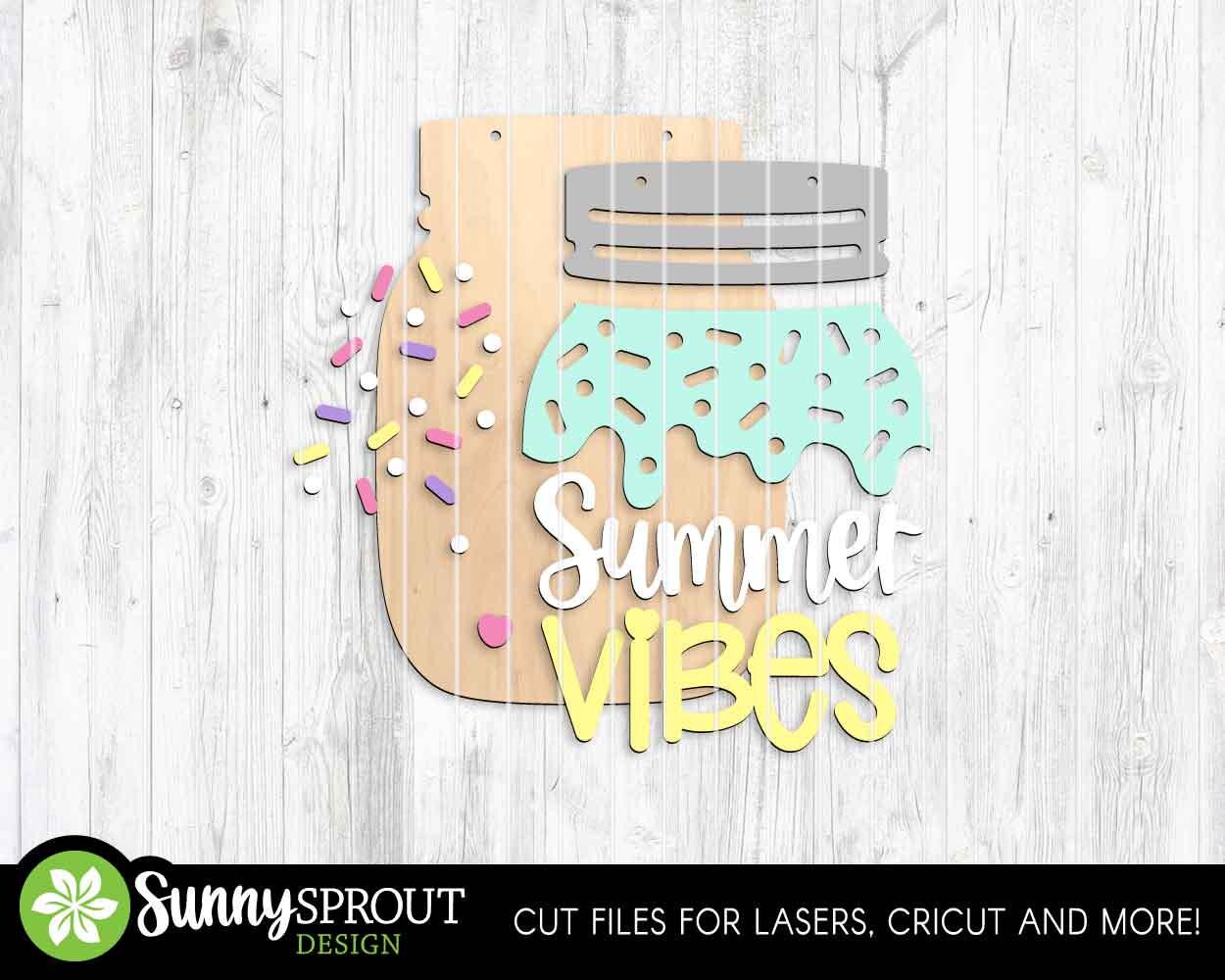 Summer Mason Jar Sign Bundle, Door Hanger SVG, Glowforge Laser Cut File ...