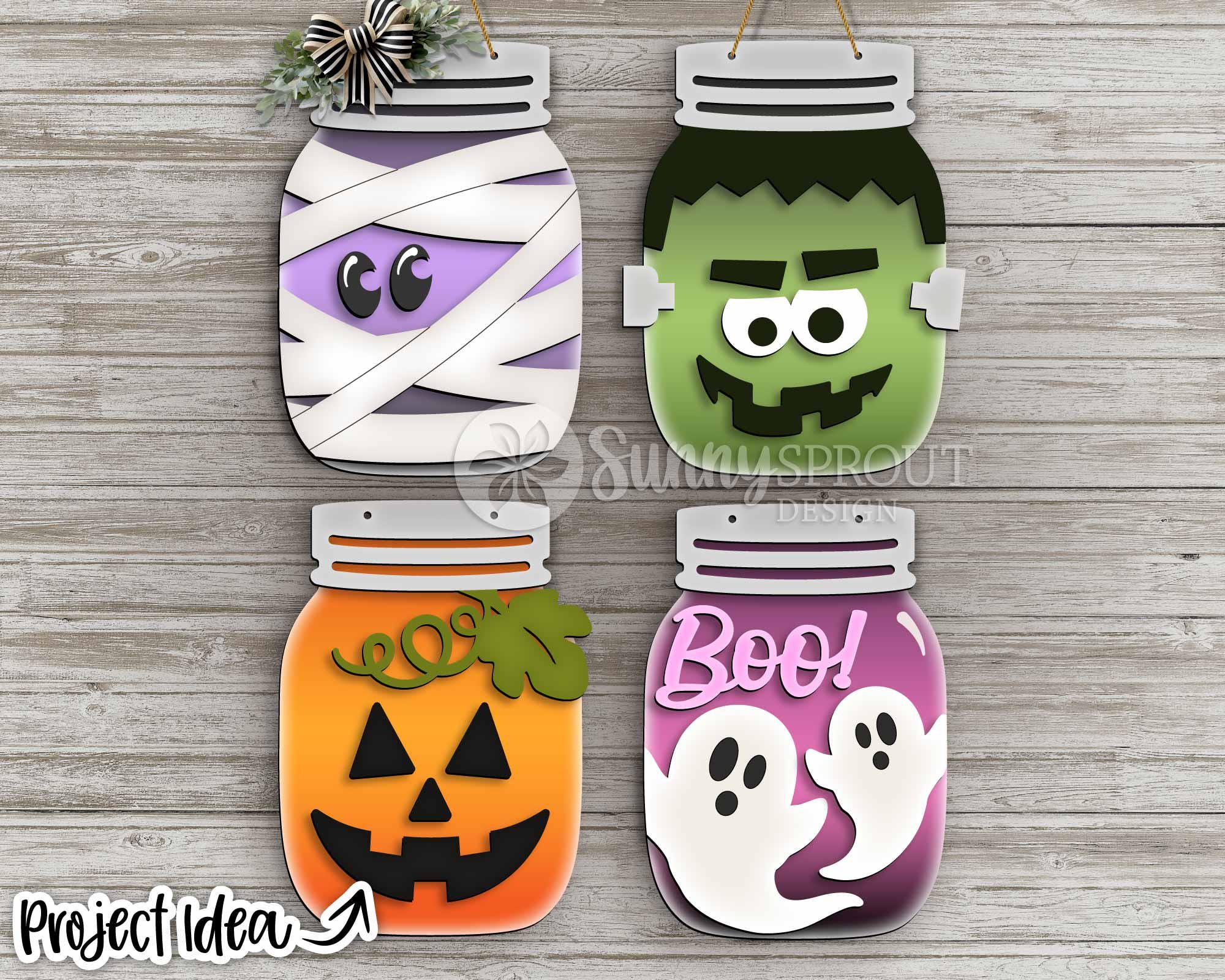 Halloween Mason Jar Sign Bundle, DIGITAL Download, Door Hanger Svg ...