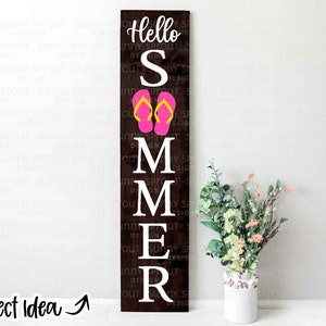 Hello Summer Flip Flops, Porch sign SVG, Digital download, Cricut cut file, Silhouette cut file, Vertical front door decor, Summer decor