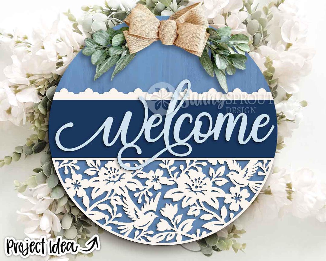Welcome Chinoiserie Flower Pattern Sign, Digital Download, SVG Laser ...