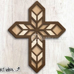Barn Quilt Pattern Cross SVG, digitaler Download, Türschild, Glowforge Laserschnittdatei, Cricut, Osterwandschild, christliches Kreuz svg