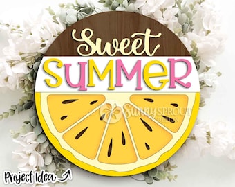 Süße Sommer Zitrone Zeichen, digitaler Download, SVG Laser Cut-Datei, Cricut, Türschild Design