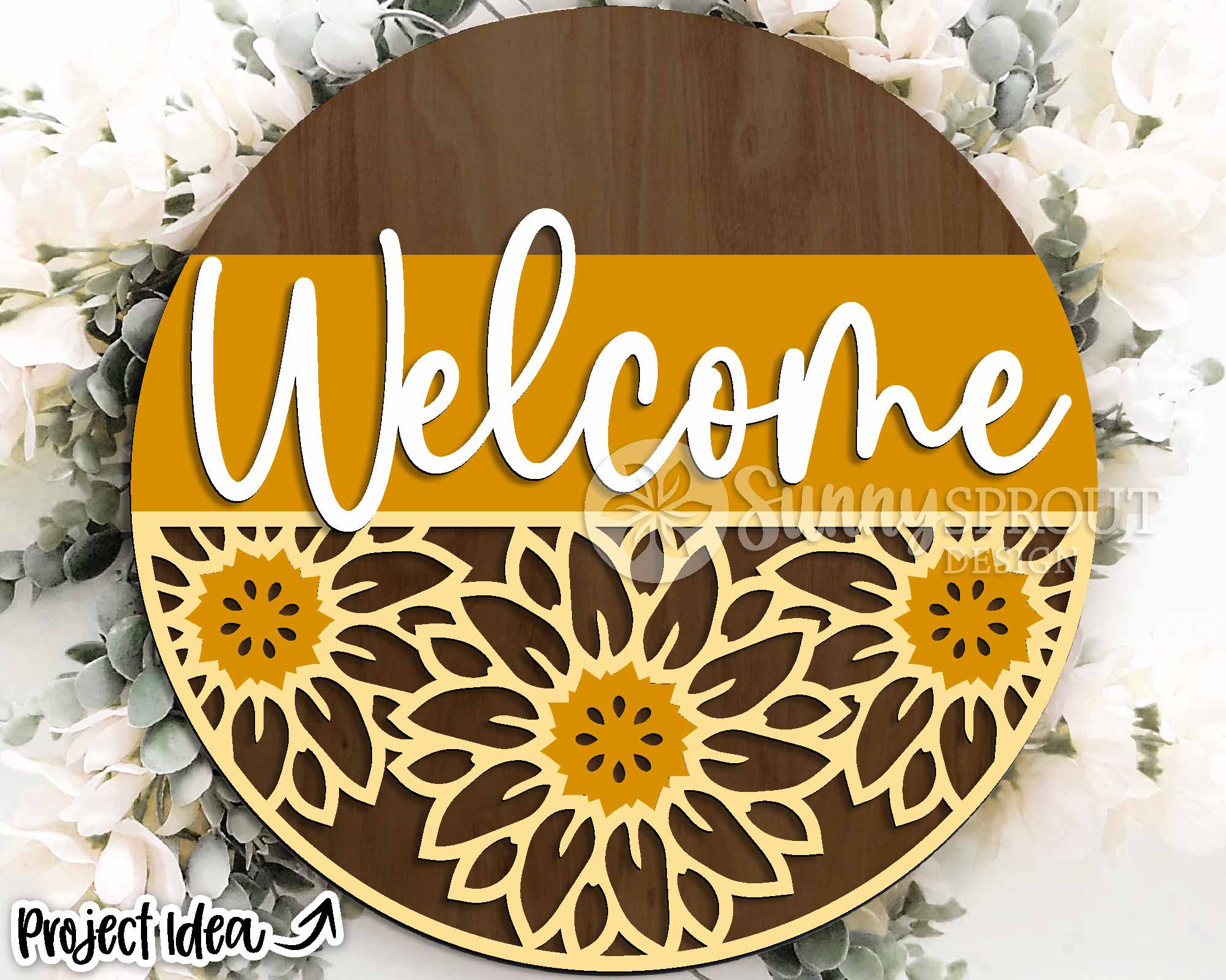 Welcome Sunflower Pattern Sign, Digital Download, SVG Laser Cut File ...