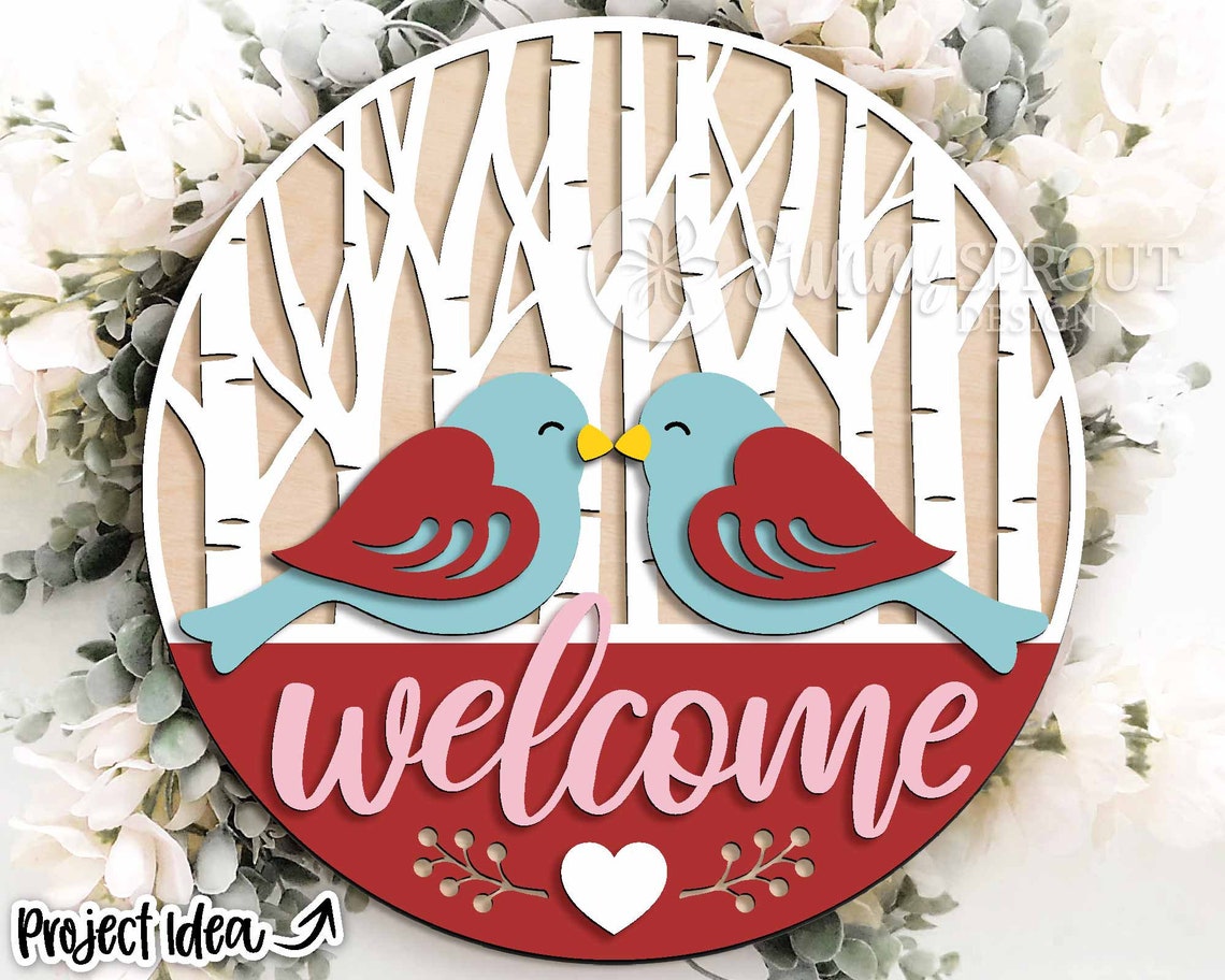Love Birds Sign Digital Download Round Door Hanger Etsy
